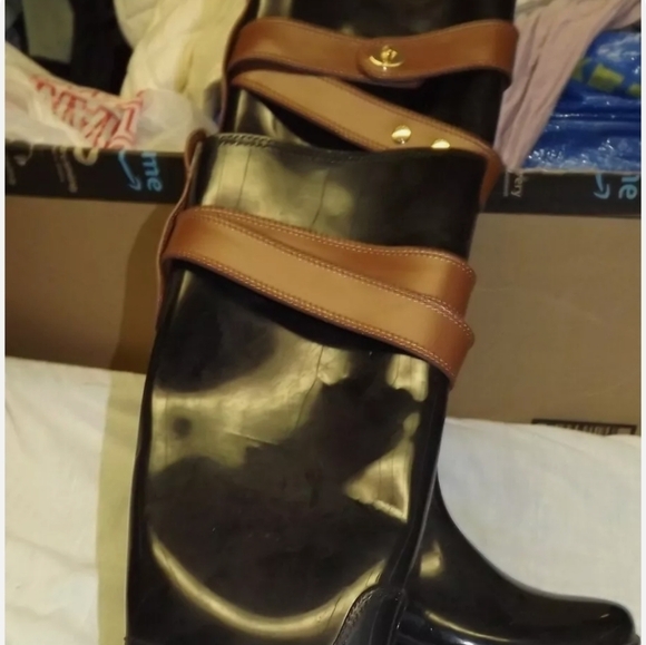 COACH Equestrian KNEE HIGH RUBBER RAIN BOOTS SIZE 7M - Picture 3 of 12